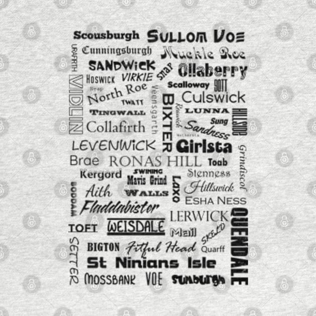 Shetland Mainland Place Names by Avalinart